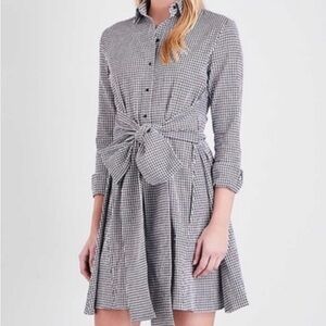 Maje Richy seersucker gingham belted shirt dress size 3